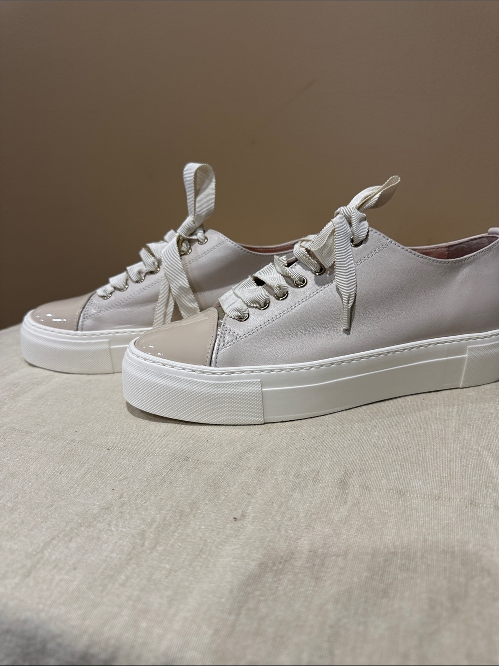 AGL Taupe Leather Womens Sneakers Size 39
